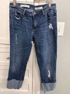 Pilcro Anthropologie Distressed Women’s Jeans 29 wide cuff jeans Capri cropped